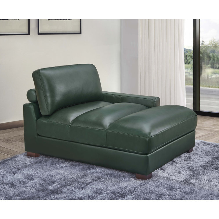 Gray leather best sale chaise lounge